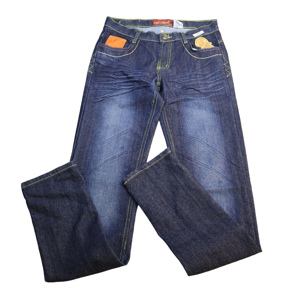 Old School Jeans Womens 5 Dark Blue Wash Denim Flap Pockets Casual Skinny Junior